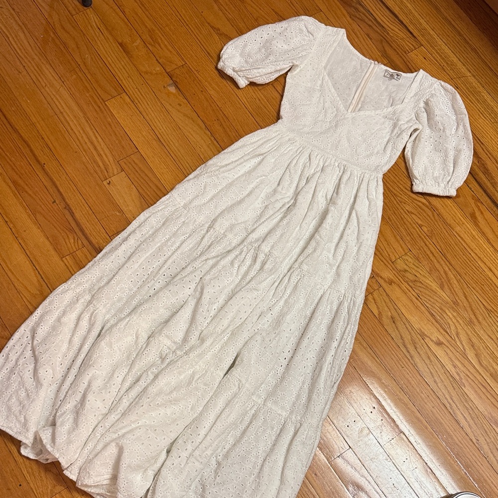 Millie Elegant White Eyelet Maxi Dress